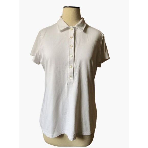 J. McLaughlin Polo Style Top Women's Size Large Off White Catalina Cloth Top Exc - Picture 1 of 7